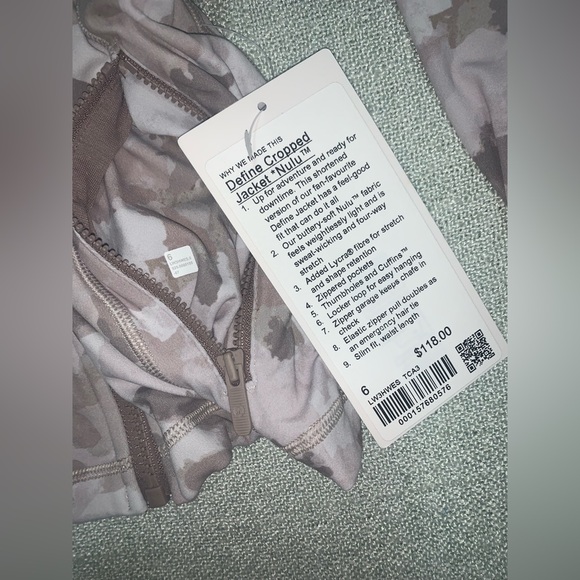 Lululemon NWT Define Cropped Jacket Nulu 6 Thawed Camo Warm Ash Grey Multi - Picture 2 of 14